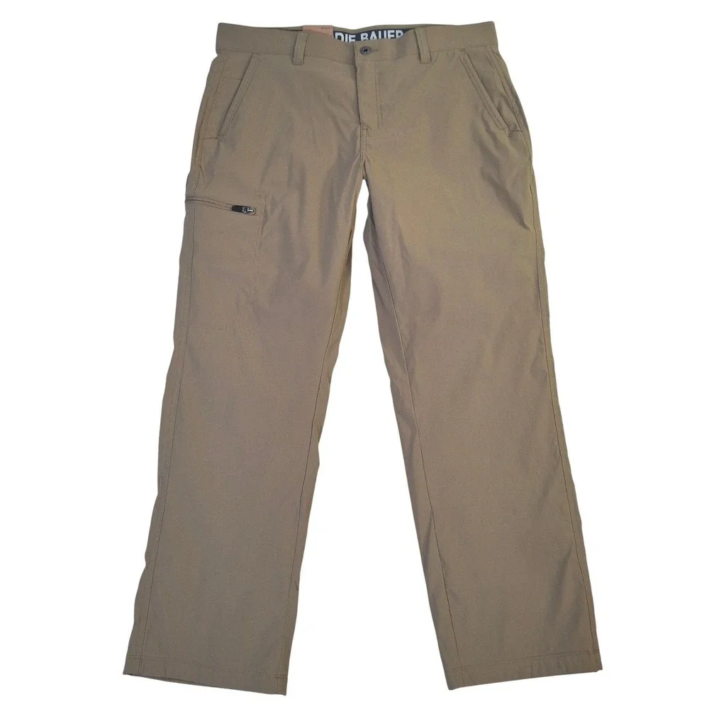 Eddie Bauer Rainier Fleece Lined Pants Mens 36x30 Tan Nylon Spandex Hiking NEW